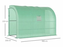 Invernadero de jardín con estantes y ventanas, de plástico reforzado, de acero, , montable, para balcón, jardín, tomates y plantas (300 x 150 x 213 cm) Verde Sale