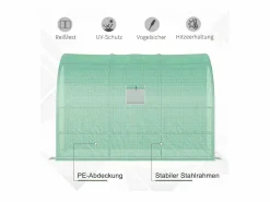Invernadero de jardín con estantes y ventanas, de plástico reforzado, de acero, , montable, para balcón, jardín, tomates y plantas (300 x 150 x 213 cm) Verde Sale