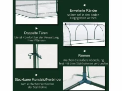 Invernadero de jardín con puerta, estructura de acero, PVC , ligero (250x100x80cm)^