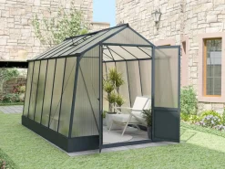 Invernadero de jardín de policarbonato con base 9,1 m² antracita ASARINA^EXPERTLAND Best