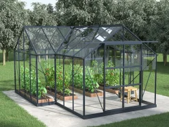 EXPERTLAND Invernadero De Jardín|Invernadero de jardín estilo orangerie de vidrio templado 15,5 m² antracita NARCISSE
