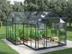 EXPERTLAND Invernadero De Jardín|Invernadero de jardín estilo orangerie de vidrio templado 15,5 m² antracita NARCISSE