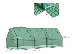 Invernadero De Jardín|Invernadero de jardín para plantas, fabricado en acero, PE resistente a la intemperie, (270x90x90 cm)