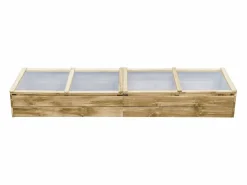 Helloshop26 Invernadero de madera de pino impregnada para plantas flores y verduras 200 x 50 x 35 cm color marrón 02_0044654 Marru00f3n