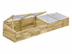 Helloshop26 Invernadero de madera de pino impregnada para plantas flores y verduras 200 x 50 x 35 cm color marrón 02_0044654 Marru00f3n