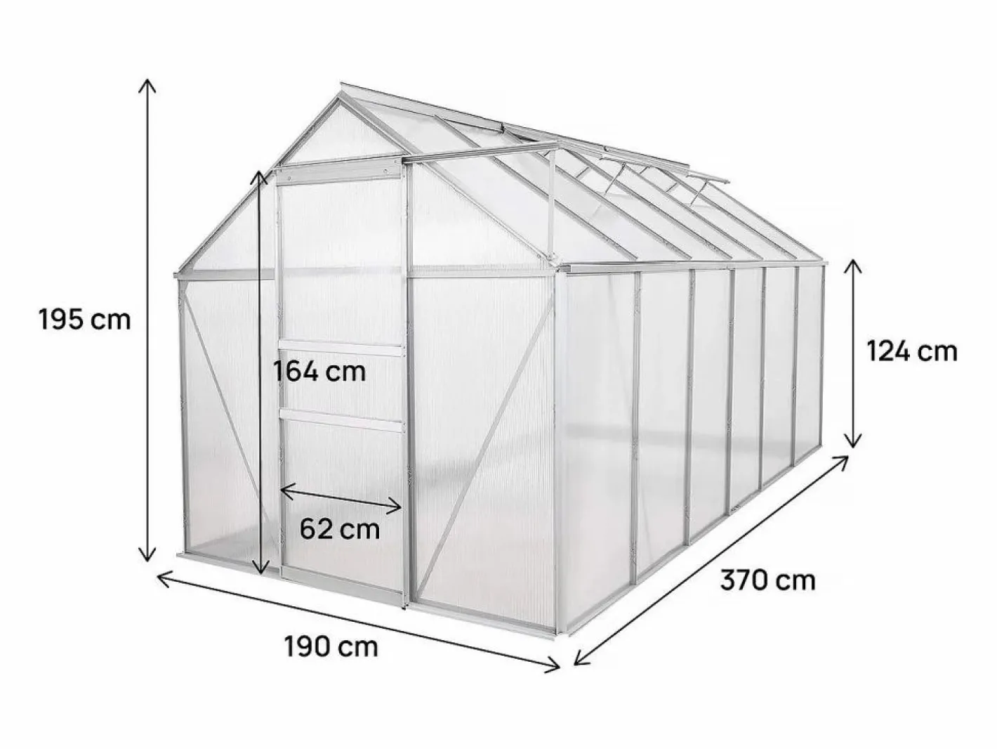Habitat et jardin Invernadero de policarbonato "Basilic" - 7,03 m² - Gris Transparente Hot