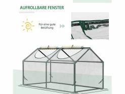 Invernadero de PVC con ventana, estructura de acero, (120x60x60cm)^ Discount