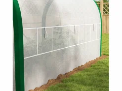 Invernadero De Jardín|Invernadero de túnel con puerta enrollable, protección UV, acero galvanizado, (358x210x210 cm)