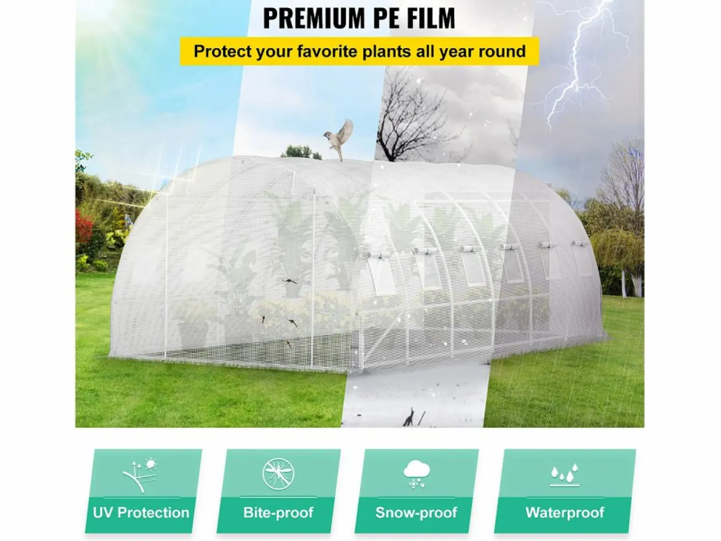 Invernadero de Túnel de Entrada Fácil de Instalar de Ophorn, Estructura Galvanizada, Cubierta Impermeable de 20 x 10 x 7 Pies^ Hot