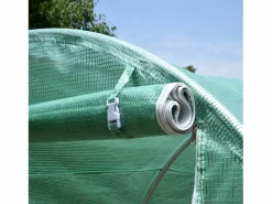 Invernadero de túnel para tomates, film transparente, 6 ventanas con mosquitera, estructura de acero (395x195x190cm) Verde New