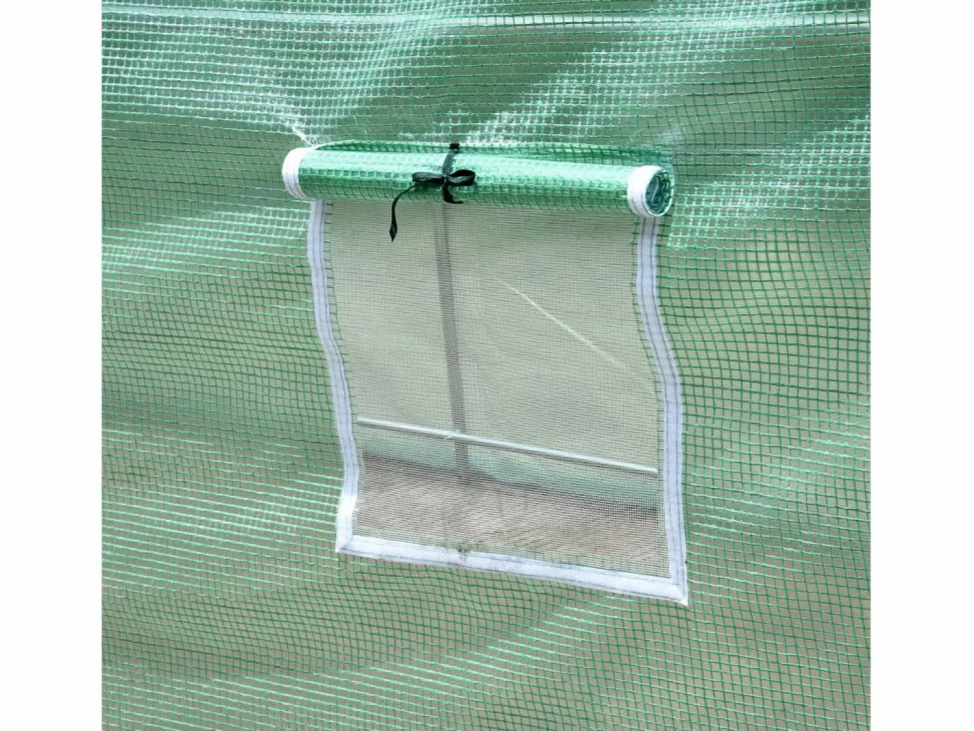 Invernadero de túnel para tomates, film transparente, 6 ventanas con mosquitera, estructura de acero (395x195x190cm) Verde New