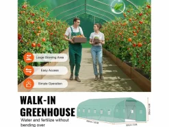 Invernadero De Jardín|Invernadero de Túnel SucceBuy, Invernadero de Túnel de 900x300x200 cm, Armazón Galvanizado, con Armazón de Acero Galvanizado, Cubierta en PE,