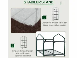 Invernadero para plantas, con 4 estantes, PVC, (70x50x160 cm) Blanco Clearance