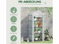 Invernadero para plantas, con 4 estantes, PVC, (70x50x160 cm) Blanco Clearance