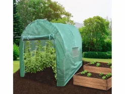 Monstershop Invernadero De Jardín|Invernadero Politúnel con Puertas Ventanas Galvanizadas Cubierta de PE Jardinería Marco Metálico Carpa de Jardín Vegetal Planta de Flores 19mm de diámetro | 4 x 2m