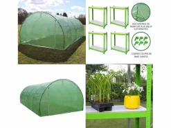 Invernadero Politúnel con Estantería Galvanizada Puertas de Cultivo Cubierta de PE Jardinería Carpa de Jardín Planta de flores de 25mm de Diámetro | 6 x 3m^Monstershop New