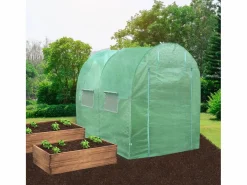 Monstershop Invernadero De Jardín|Invernadero Politúnel con Puertas Ventanas Galvanizadas Cubierta de PE Jardinería Marco Metálico Carpa de Jardín Vegetal Planta de Flores 25mm de diámetro | 4 x 2m