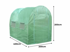 Invernadero Politúnel con Estantería Galvanizada Puertas de Cultivo Cubierta de PE Jardinería Carpa de Jardín Planta de flores de 25mm de Diámetro | 4 x 2m^Monstershop