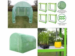 Invernadero Politúnel con Estantería Galvanizada Puertas de Cultivo Cubierta de PE Jardinería Carpa de Jardín Planta de flores de 19mm de Diámetro | 4 x 2m^Monstershop Discount