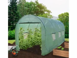 Monstershop Invernadero De Jardín|Invernadero Politúnel con Puertas Ventanas Galvanizadas Cubierta de PE Jardinería Marco Metálico Carpa de Jardín Vegetal Planta de Flores 25mm de diámetro | 6 x3m