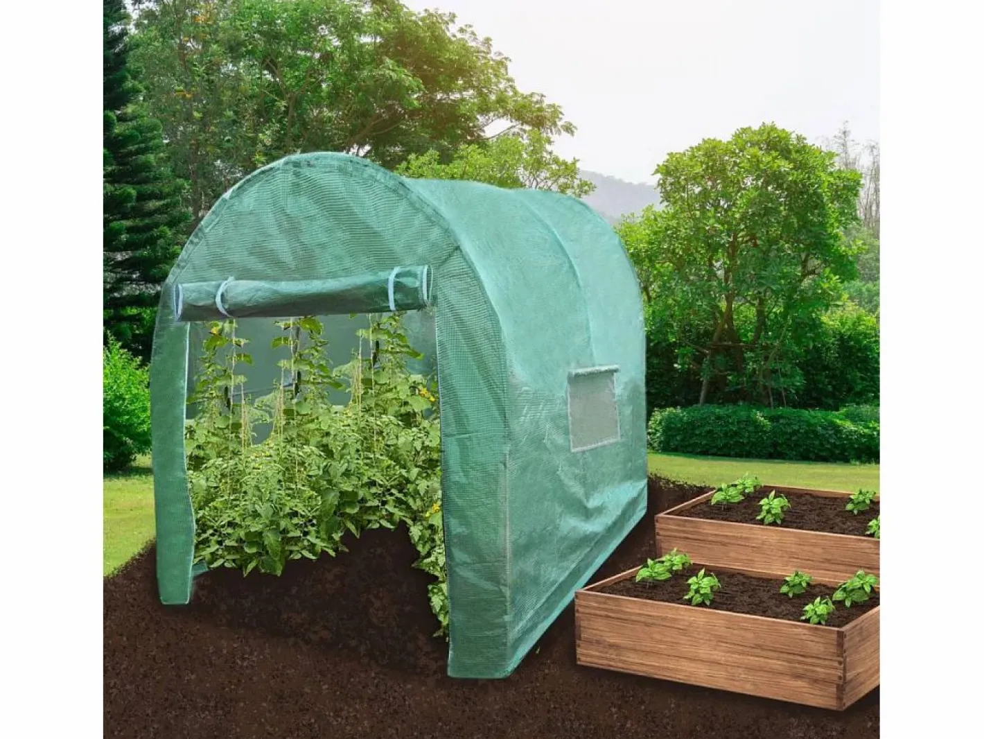 Monstershop Invernadero De Jardín|Invernadero Politúnel con Puertas Ventanas Galvanizadas Jardinería Marco Metálico Carpa de Jardín Vegetal Planta de Flores 19mm de diámetro | 2 x 2.5m