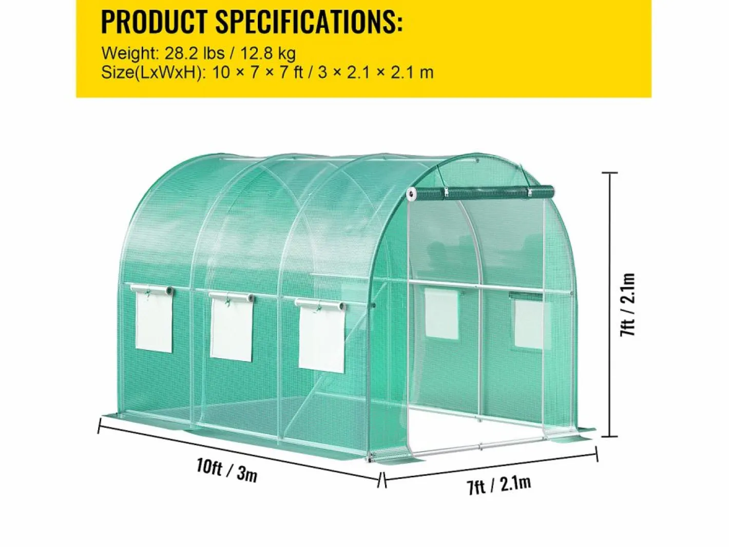 Invernadero De Jardín|Invernadero Tipo Túnel SucceBuy 304,8 x 213,36 x 213,36 cm, Estructura Galvanizada, Cubierta Impermeable