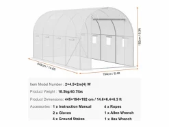 Invernadero Tipo Túnel SucceBuy, 4,45 x 1,95 x 1,90 m, Estructura Galvanizada, Cubierta de PE,^ Outlet