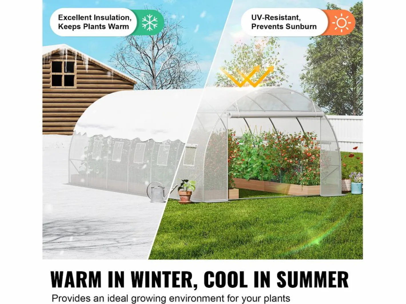 Invernadero De Jardín|Invernadero Tipo Túnel SucceBuy 5,8 x 2,8 x 2,0 m, Estructura Galvanizada, Revestimiento de PE,