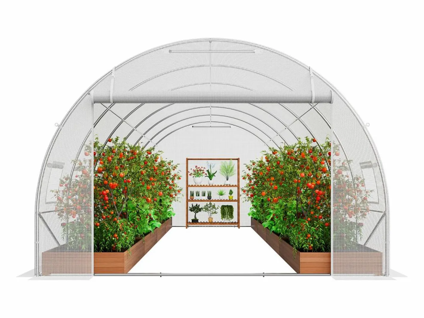 Invernadero De Jardín|Invernadero Tipo Túnel SucceBuy 5,8 x 2,8 x 2,0 m, Estructura Galvanizada, Revestimiento de PE,