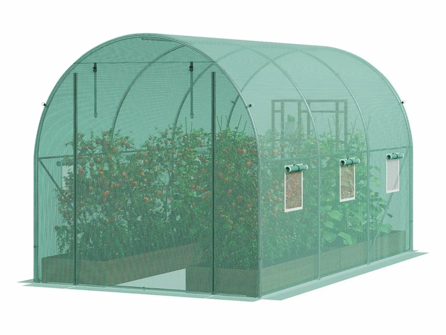 Invernadero Tipo Túnel SucceBuy 2 x 3 x 2 m, Estructura Galvanizada, Cubierta de PE, Verde Clearance