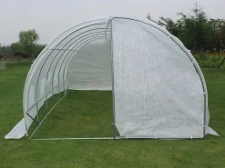 EXPERTLAND Invernadero De Jardín|Invernadero túnel con estructura de acero galvanizado y puerta 18 m² Ancho 600 x 300 x Alt. 200 cm ALOCASIA