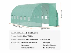 Invernadero Túnel SucceBuy 590x295x225 cm, Invernadero para Jardinería Exterior, Marco en Acero Galvanizado, Verde Best