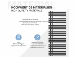 LuxeBath Toallero Eléctrico|Iron EM Design Radiador de calefacción para baño, secador de toallas, antracita, 600 x 1600 mm