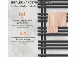 LuxeBath Toallero Eléctrico|Iron EM Design Radiador de calefacción para baño, secador de toallas, antracita, 600 x 1600 mm
