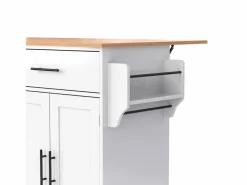 Isla central - 120 x 46 (70) x 91 cm - Tablero plegable + Ruedas y patas intercambiables - MDF -^Merax Online