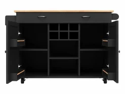 Merax Isla Cocina|Isla central con ruedas - 102 x 45 x 92 cm - con 2 cajones + 2 puertas - metal + MDF -