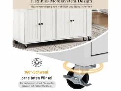 Merax Isla central con ruedas - extensible con encimera + 2 cajones - MDF - blanco + marrón Multicolor Discount
