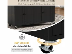 Isla central con ruedas - Isla de cocina extensible con encimera + 2 cajones - MDF -^Merax Sale