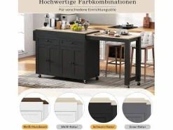 Isla central con ruedas - Isla de cocina extensible con encimera + 2 cajones - MDF -^Merax Sale