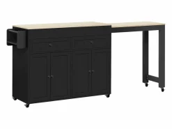 Isla central con ruedas - Isla de cocina extensible con encimera + 2 cajones - MDF -^Merax Sale
