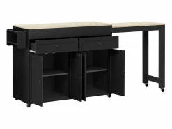 Isla central con ruedas - Isla de cocina extensible con encimera + 2 cajones - MDF -^Merax Sale