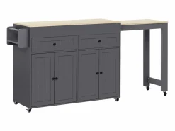 Merax Isla central con ruedas - Isla de cocina extensible con encimera + 2 cajones - MDF - Gris Clearance