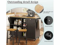 ModernLuxe Isla central de cocina - 2 cajones y 8 compartimentos - MDF - Negro Hot