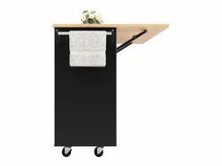 ModernLuxe Isla central de cocina - carrito con ruedas y plancha extensible - 2 cajones y 1 puerta - Negro Hot