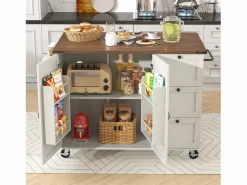 ModernLuxe Isla Cocina|Isla central de cocina - con tablero retráctil - 2 puertas y 3 cajones -