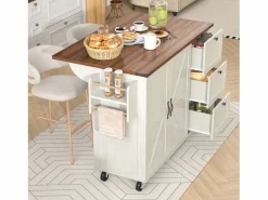 ModernLuxe Isla Cocina|Isla central de cocina - con tablero retráctil - 2 puertas y 3 cajones -