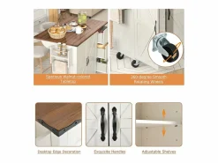 ModernLuxe Isla Cocina|Isla central de cocina - con tablero retráctil - 2 puertas y 3 cajones -