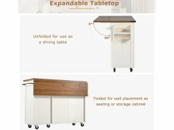 ModernLuxe Isla Cocina|Isla central de cocina - con tablero retráctil - 2 puertas y 3 cajones -