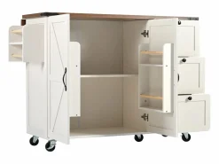 ModernLuxe Isla Cocina|Isla central de cocina - con tablero retráctil - 2 puertas y 3 cajones -