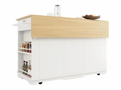 Isla central de cocina - carrito con ruedas y tomas - con plancha extensible - 2 puertas 2 cajones y 2 compartimentos -^ModernLuxe Discount